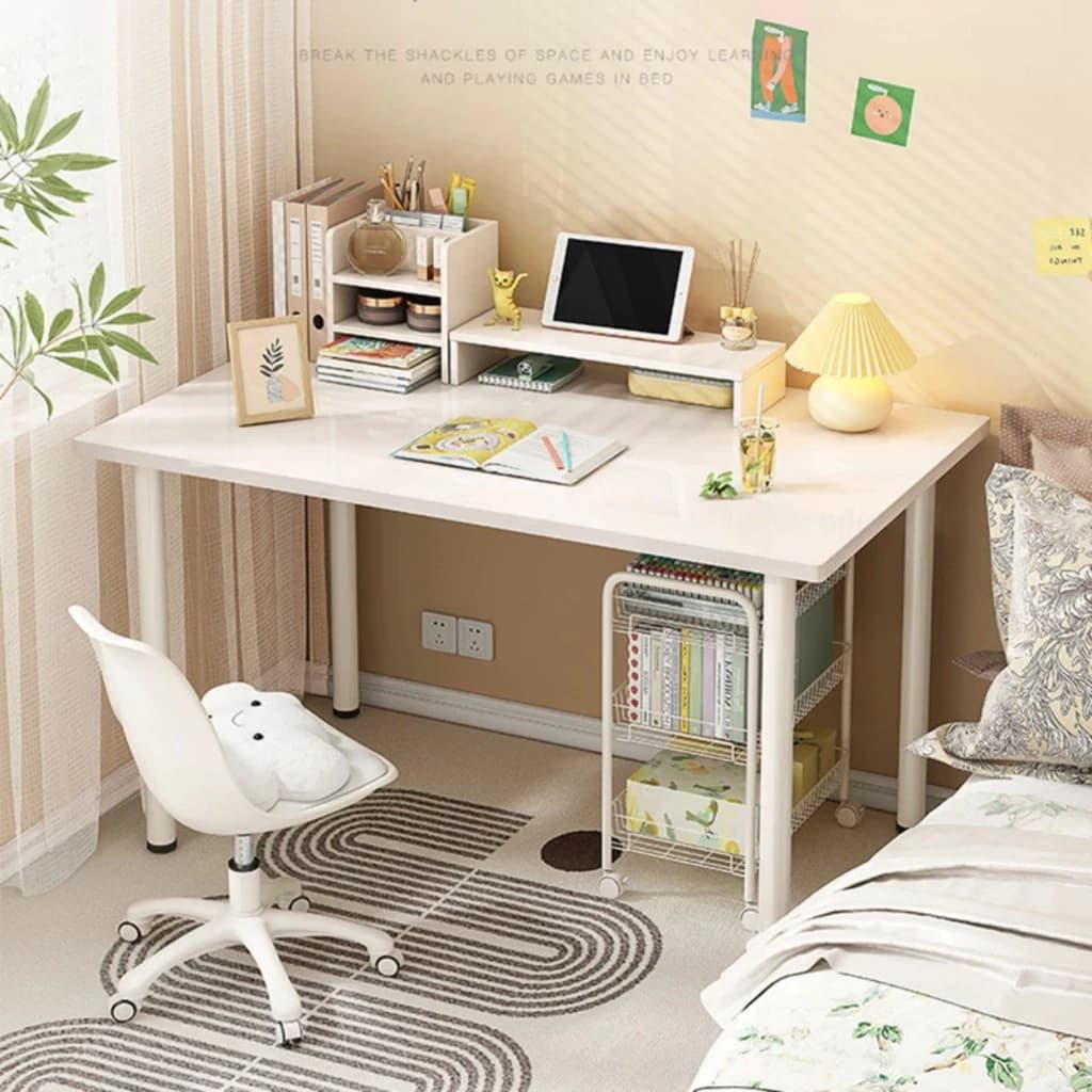 Bàn làm việc, bàn gaming thiết kế hiện đại decor trang trí nhà, bàn chân trụ tròn phong cách hiện đại chính hãng