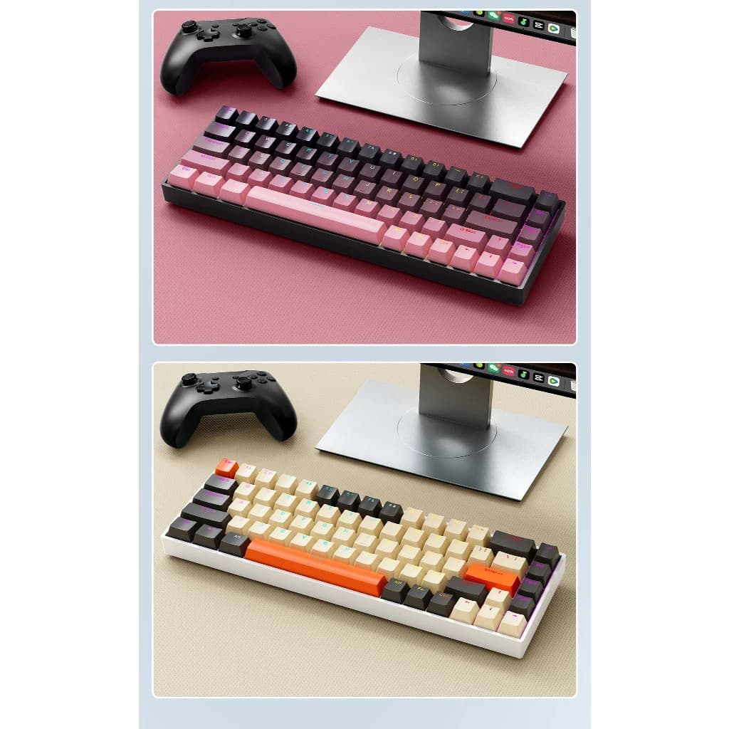 Bàn phím cơ Bluetooth Không dây Leaven K68 - Led RGB - Có hot-swap - Keycap Xuyên LED - Có APP tùy chỉnh - 2