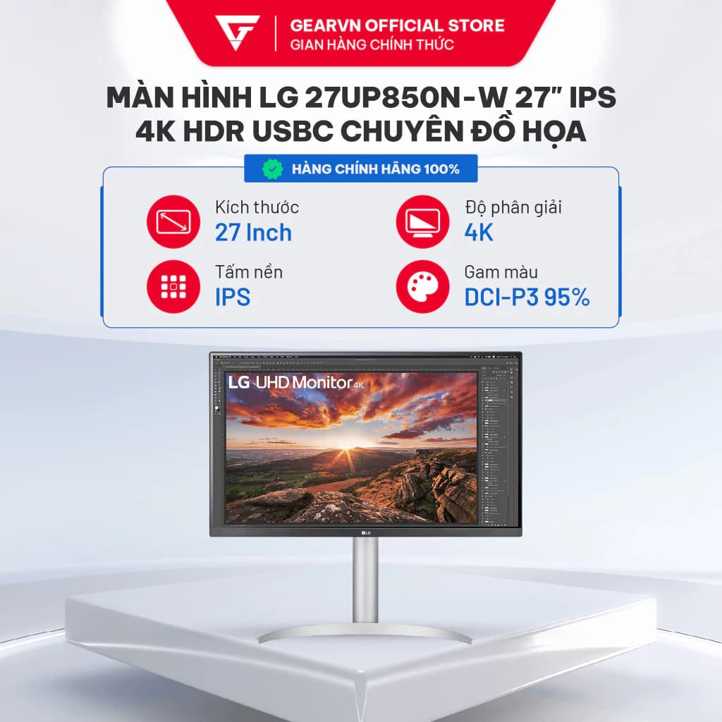 Màn hình LG 27UP850K-W 27 inch IPS 4K HDR USBC PD 90W Chuyên Đồ họa