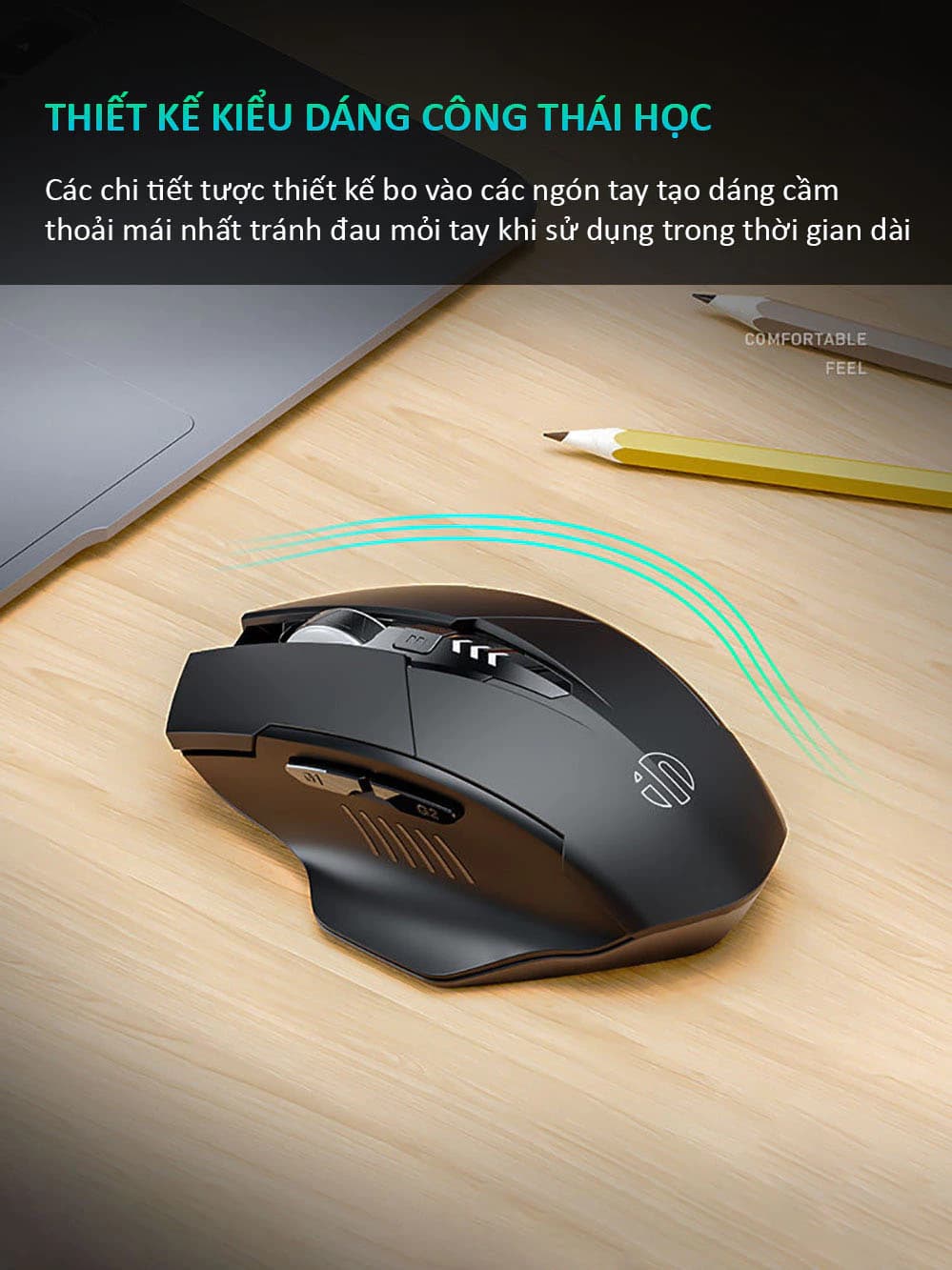 Chuột gaming không dây bluetooth sạc pin Sidotech Inphic PM6 cho game thủ chơi game chuyên nghiệp kết nối Wireless 2.4G